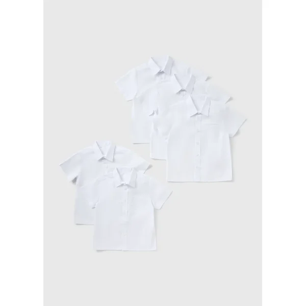 Boys 5 Pack White Short Sleeve School Shirts (4-16yrs)