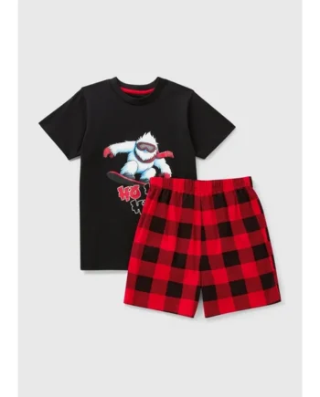 Boys Black Checked Christmas Pyjamas (7-13yrs)