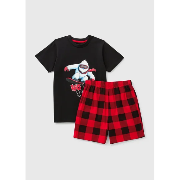Boys Black Checked Christmas Pyjamas (7-13yrs)