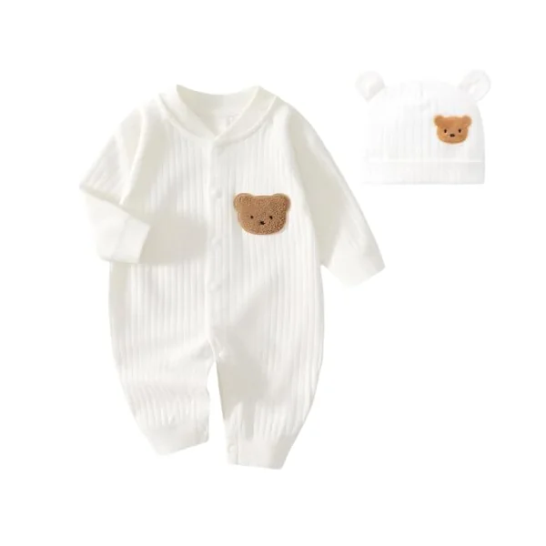 Boys Girls Bodysuit Newborn Infant's Warm Cotton Bodysuit with Hat, Organic Cotton Unisex Baby Bodysuit Vests, Comfortable, Soft, Cosy, Cute Bodysuits for Boys & Girls
