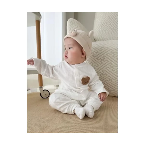 Boys Girls Bodysuit Newborn Infant's Warm Cotton Bodysuit with Hat, Organic Cotton Unisex Baby Bodysuit Vests, Comfortable, Soft, Cosy, Cute Bodysuits for Boys & Girls