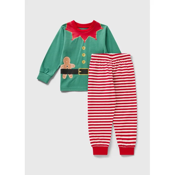 Boys Green Elf Christmas Pyjamas (1-7yrs)