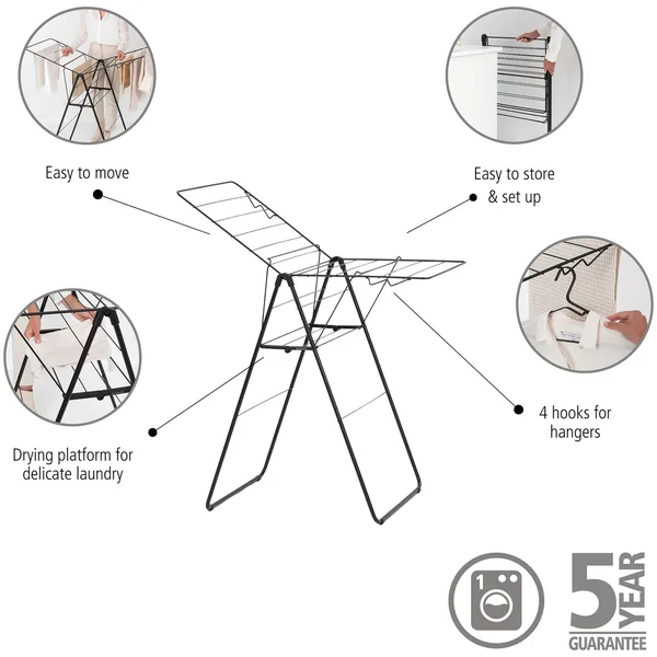 Brabantia 15m Hang On Clothes Airer - Black