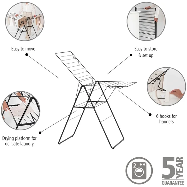 Brabantia 20m Hang On Clothes Airer - Black