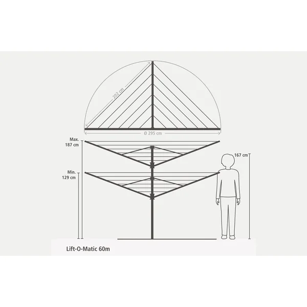 Brabantia 60m Lift-O-Matic Washing Line with Ground Spike