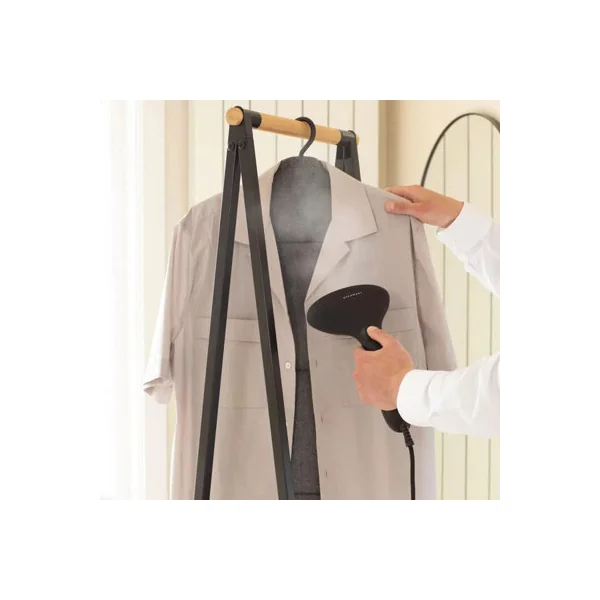 Brabantia Foldable Steam Board in Black Compact, 360 Degree Rotating Hook, Solid Surface for Pressure Steaming