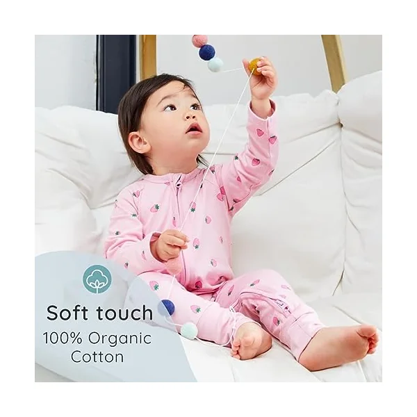 Bramble & Bear 2-Pack Toddler & Baby Sleepsuits for Boys & Girls | Organic Cotton, Super Soft Baby Sleepwear | Full Zip Sleepsuits with Easy Accessibility | Stretch Fit and Footless