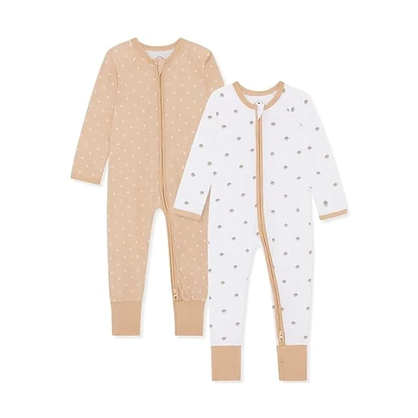 Bramble & Bear 2-Pack Toddler & Baby Sleepsuits for Boys & Girls | Organic Cotton, Super Soft Baby Sleepwear | Full Zip Sleepsuits with Easy Accessibility | Stretch Fit and Footless