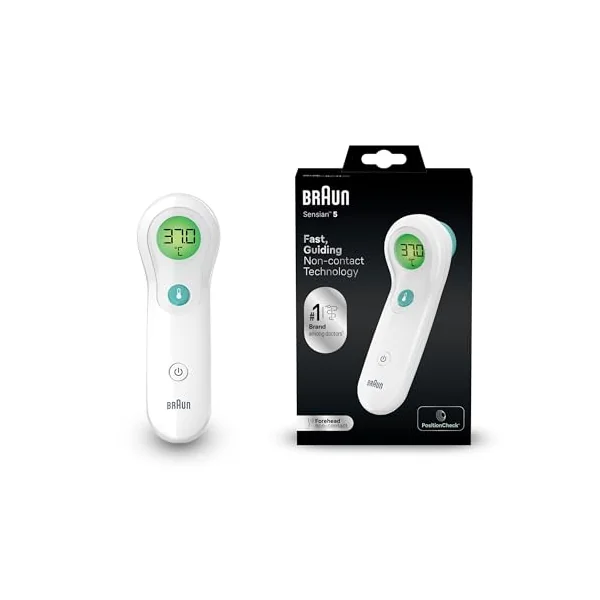 Braun Sensian 5 Forehead non-contact thermometer | #1 Brand among doctors1 | Positioning Guidance | Colour-Coded Digital Display | 2 second measurement | Baby and Child Friendly | BNT300