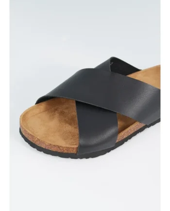 Brave Soul Black Crossover Strap Sandals