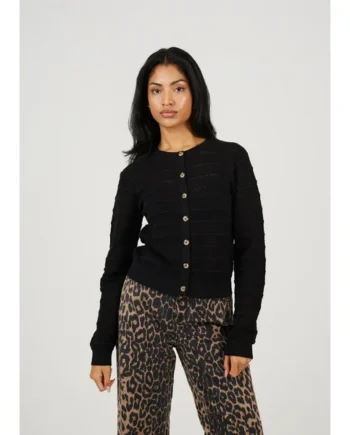 Brave Soul Black Stitch Detail Crew Neck Cardigan