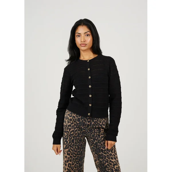 Brave Soul Black Stitch Detail Crew Neck Cardigan