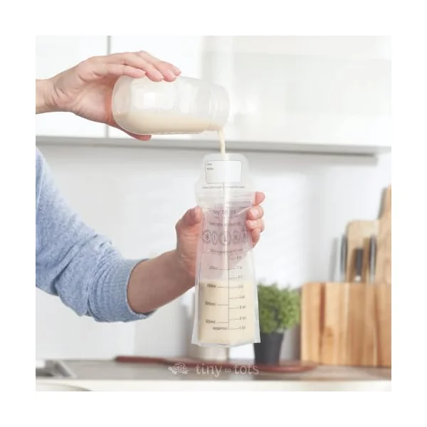 Breast Milk Storage Bags 25 Pack Breastmilk Pouches for Fridge or Freezer Use, Store Flat or Standing, BPA and BPS Free, Pre-Sterilised, Double Zipper Seal Multi Pack Tiny to Tots