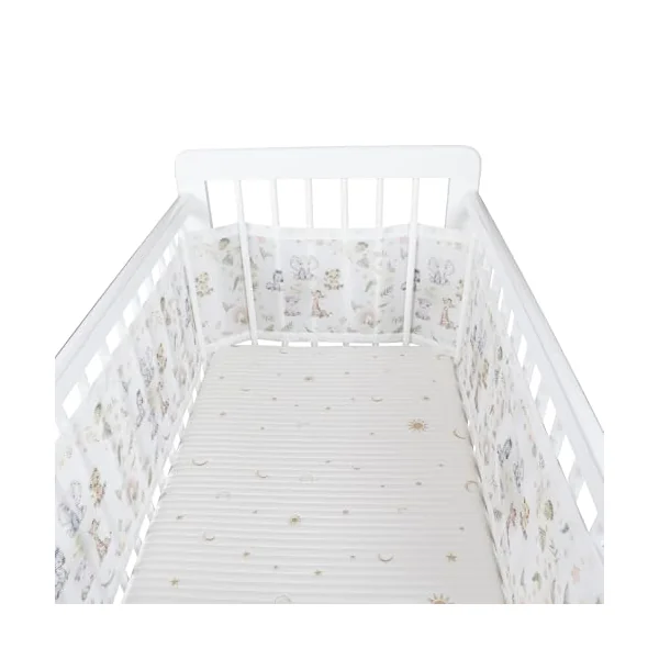 Breathable mesh baby bed rail pad - removable and machine washable - suitable for all seasons 3D breathable anti-collision newborn rail - adjustable baby mesh bed rail (Animal pen)
