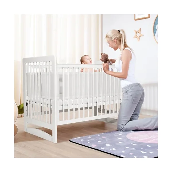 Breathable mesh baby bed rail pad - removable and machine washable - suitable for all seasons 3D breathable anti-collision newborn rail - adjustable baby mesh bed rail (Animal pen)