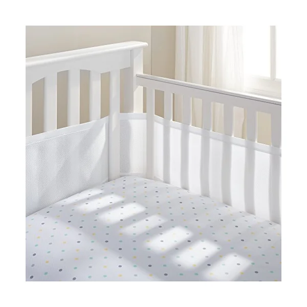 BreathableBaby Breathable Mesh Liner For Cot Beds — Covers 4 Sides — Classic — 3 mm — White — Long + Short Panels — Non-Padded Single Layer — Safer Than a Crib Bumper — UK/EU Safety Tested