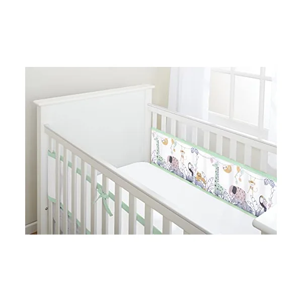BreathableBaby, Classic 3mm Breathable Mesh Liner For Cots with 120x60cm or 140x70cm Mattress, Rainforest, Covers 2 Sides, Non-Padded Single Layer Cot Bumper Alternative, Safety Tested