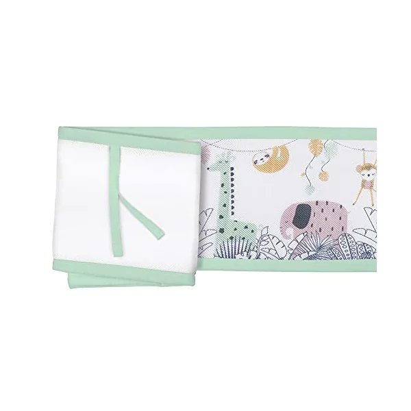 BreathableBaby, Classic 3mm Breathable Mesh Liner For Cots with 120x60cm or 140x70cm Mattress, Rainforest, Covers 2 Sides, Non-Padded Single Layer Cot Bumper Alternative, Safety Tested