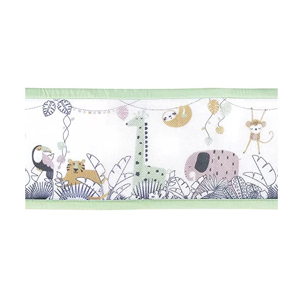 BreathableBaby, Classic 3mm Breathable Mesh Liner For Cots with 120x60cm or 140x70cm Mattress, Rainforest, Covers 2 Sides, Non-Padded Single Layer Cot Bumper Alternative, Safety Tested