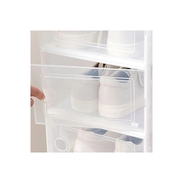 Breeins White 12pcs Stackable Foldable Crystal Plastic Transparent Shoe Box Extra Tall Large