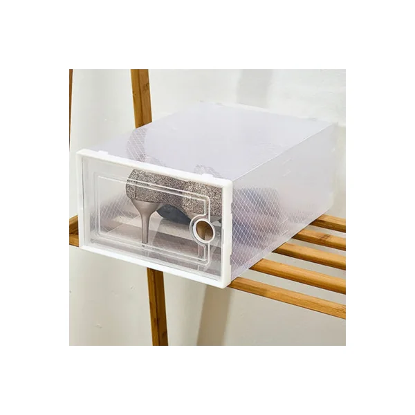 Breeins White 12pcs Stackable Foldable Crystal Plastic Transparent Shoe Box Extra Tall Large