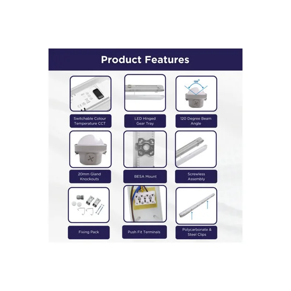 Bright Source 5ft Single 24w CCT IP65 Non-Corrosive
