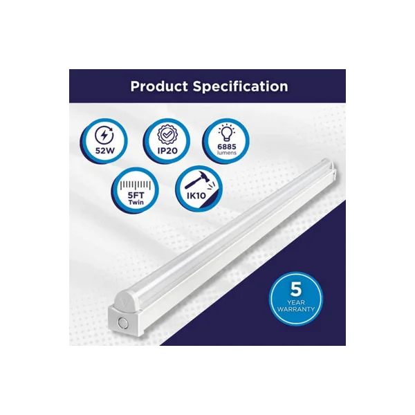 Bright Source 5ft Twin 52w LED CCT Batten