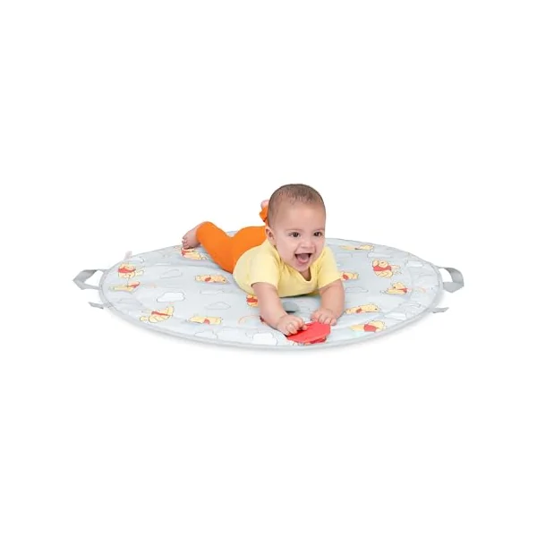 Bright Starts Disney Baby Winnie the Pooh Hunny Hangout Activity Gym with Tummy Time Pillow and Reversible Mat, 5 Pooh Bear Toys Included, Unisex, Newborn and Up