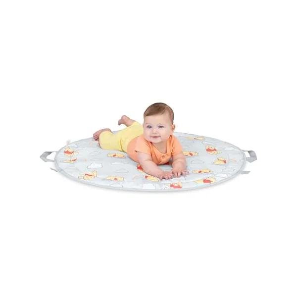 Bright Starts Disney Baby Winnie the Pooh Hunny Hangout Activity Gym with Tummy Time Pillow and Reversible Mat, 5 Pooh Bear Toys Included, Unisex, Newborn and Up
