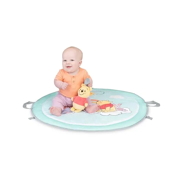 Bright Starts Disney Baby Winnie the Pooh Hunny Hangout Activity Gym with Tummy Time Pillow and Reversible Mat, 5 Pooh Bear Toys Included, Unisex, Newborn and Up