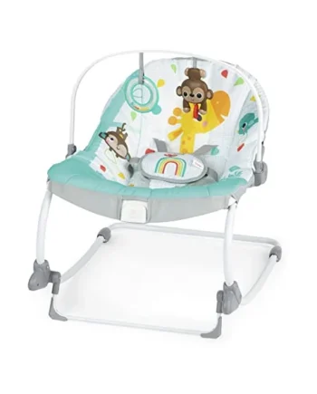 Bright Starts Wild Vibes Infant to Toddler Rocker with Vibrations, Unisex, Newborn +