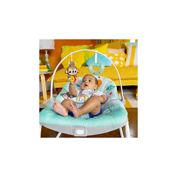 Bright Starts Wild Vibes Infant to Toddler Rocker with Vibrations, Unisex, Newborn +