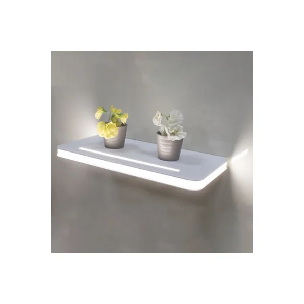 Bubly Bathrooms Vega 600mm LED Floating Shelf Wall Mounted Natural White Glow IP44 Rated Modern Bathroom Shelf