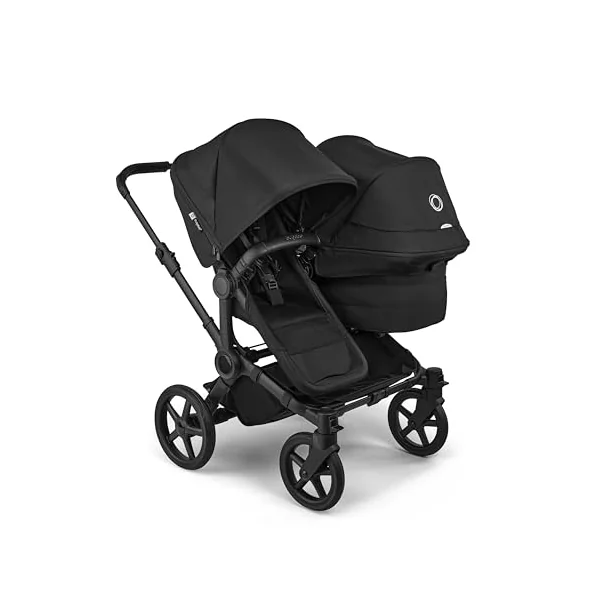 Bugaboo Donkey 6 Double Stroller, Side-by-Side Convertible Pushchair for Newborn and Toddler, Reversible Seat, Easy to Maneuver All-Terrain Wheels and One Hand Steering, Heritage Black