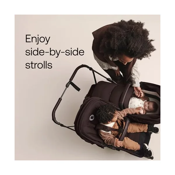 Bugaboo Donkey 6 Double Stroller, Side-by-Side Convertible Pushchair for Newborn and Toddler, Reversible Seat, Easy to Maneuver All-Terrain Wheels and One Hand Steering, Heritage Black