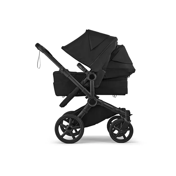 Bugaboo Donkey 6 Double Stroller, Side-by-Side Convertible Pushchair for Newborn and Toddler, Reversible Seat, Easy to Maneuver All-Terrain Wheels and One Hand Steering, Heritage Black