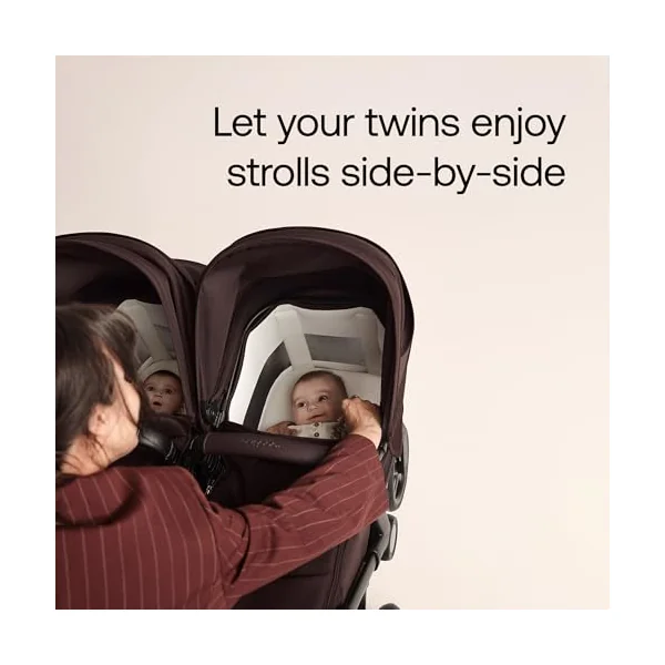 Bugaboo Donkey 6 Twin Stroller, Side-by-Side Convertible Pushchair for Newborn and Toddler Twins from Birth, Reversible Seat, Easy to Maneuver All-Terrain Wheels and One Hand Steering, Heritage Black