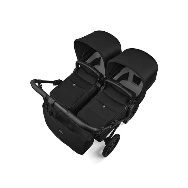 Bugaboo Donkey 6 Twin Stroller, Side-by-Side Convertible Pushchair for Newborn and Toddler Twins from Birth, Reversible Seat, Easy to Maneuver All-Terrain Wheels and One Hand Steering, Heritage Black