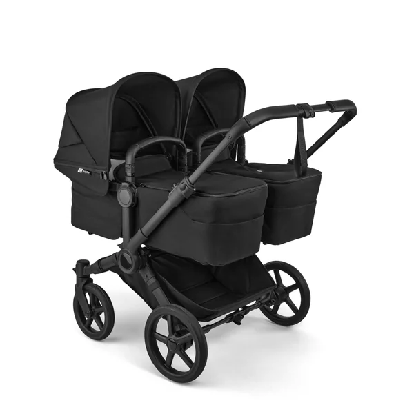 Bugaboo Donkey 6 Twin Stroller, Side-by-Side Convertible Pushchair for Newborn and Toddler Twins from Birth, Reversible Seat, Easy to Maneuver All-Terrain Wheels and One Hand Steering, Heritage Black
