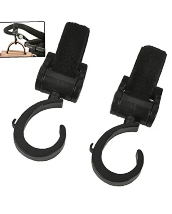 Buggy Clips 360 Rotation Hook Your Shopping Bag Handbag Changing Bag on Your Stroller Pram Pushchair Black 2 Pack