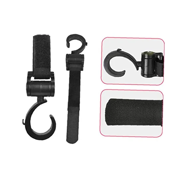 Buggy Clips 360 Rotation Hook Your Shopping Bag Handbag Changing Bag on Your Stroller Pram Pushchair Black 2 Pack