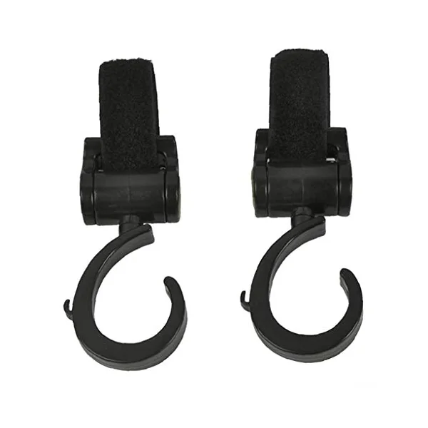 Buggy Clips 360 Rotation Hook Your Shopping Bag Handbag Changing Bag on Your Stroller Pram Pushchair Black 2 Pack