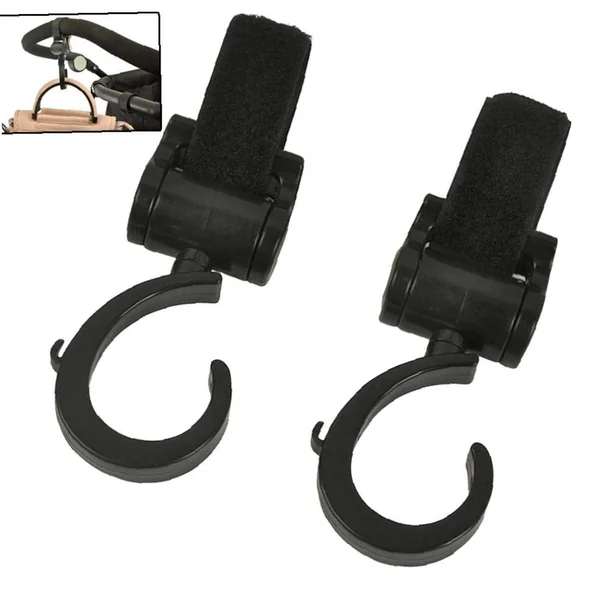 Buggy Clips 360 Rotation Hook Your Shopping Bag Handbag Changing Bag on Your Stroller Pram Pushchair Black 2 Pack