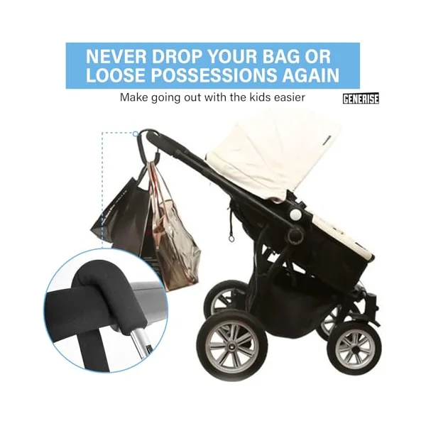 Buggy Clips x2 Heavy Duty Pram Clips - Ideal Stroller Hooks for Baby Pushchair Shopping and Changing Bags
