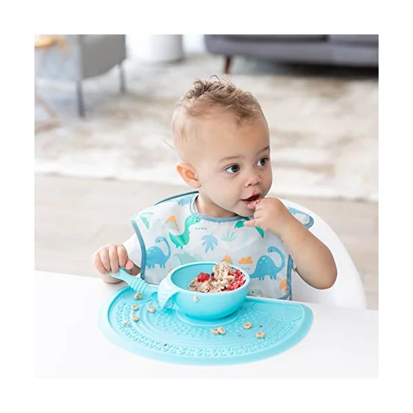 Bumkins Baby Silicone Sensory Placemat, Toddler Placemat, Suction Placemat for Restaurants, Feeding for High Chairs and Tables, Baby Led Weaning, Ages 6 Months Up