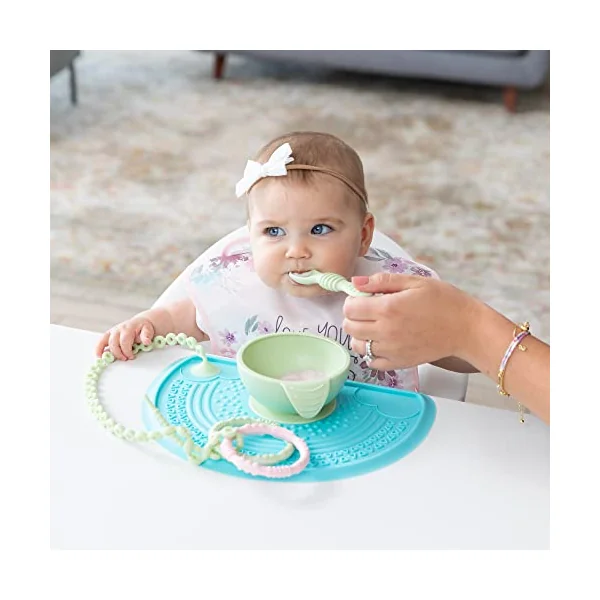 Bumkins Baby Silicone Sensory Placemat, Toddler Placemat, Suction Placemat for Restaurants, Feeding for High Chairs and Tables, Baby Led Weaning, Ages 6 Months Up