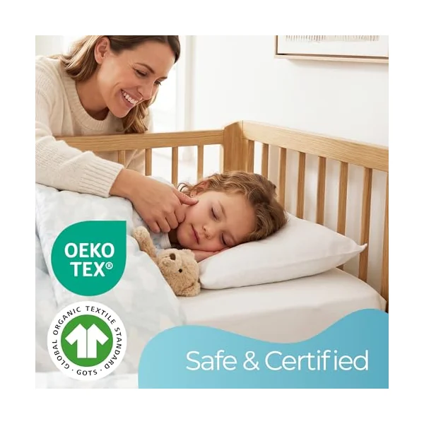Bundle - 70x140cm - 2 Fitted Cot Bed Sheets and Mattress Protector | Award Winning Certified 100% Organic Cotton Fitted Sheets And 100% Bamboo Waterproof Mattress Protector for Everyday Bedding