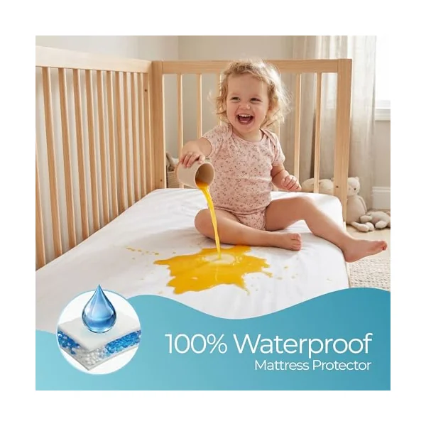 Bundle - 70x140cm - 2 Fitted Cot Bed Sheets and Mattress Protector | Award Winning Certified 100% Organic Cotton Fitted Sheets And 100% Bamboo Waterproof Mattress Protector for Everyday Bedding