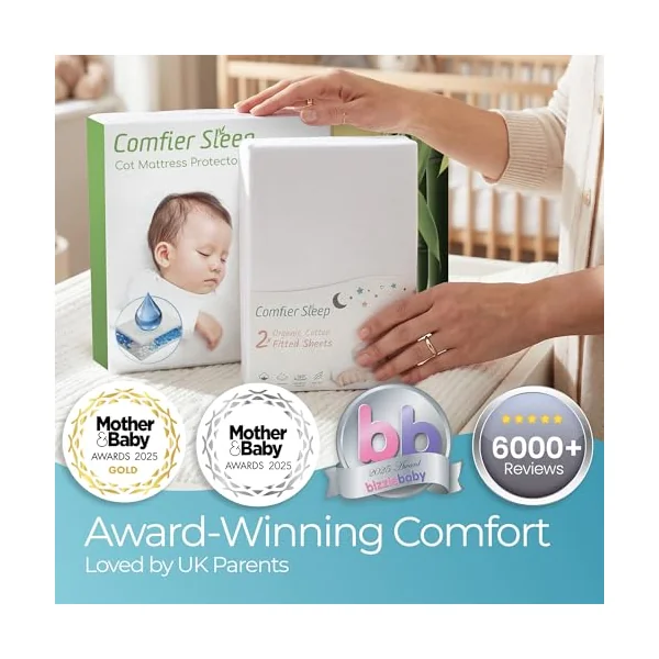 Bundle - 70x140cm - 2 Fitted Cot Bed Sheets and Mattress Protector | Award Winning Certified 100% Organic Cotton Fitted Sheets And 100% Bamboo Waterproof Mattress Protector for Everyday Bedding