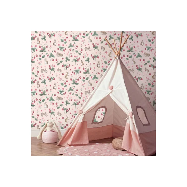 Bunnies & Berries Wallpaper Pink Holden 14141